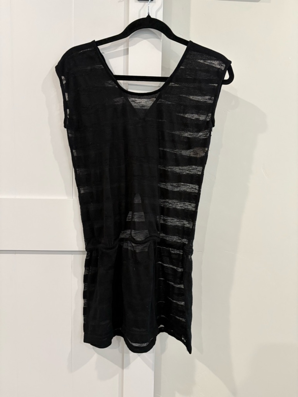 Oakley Sheer Black Striped Tunic Top coverup
